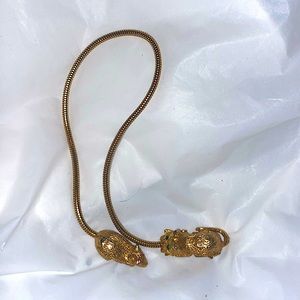 Cat And Mouse Gold Tone Bookmark Jeweled Eyes 10 Inch Vintage 1960s